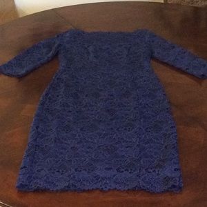 Lace blue long sleeved dress by Worth New York